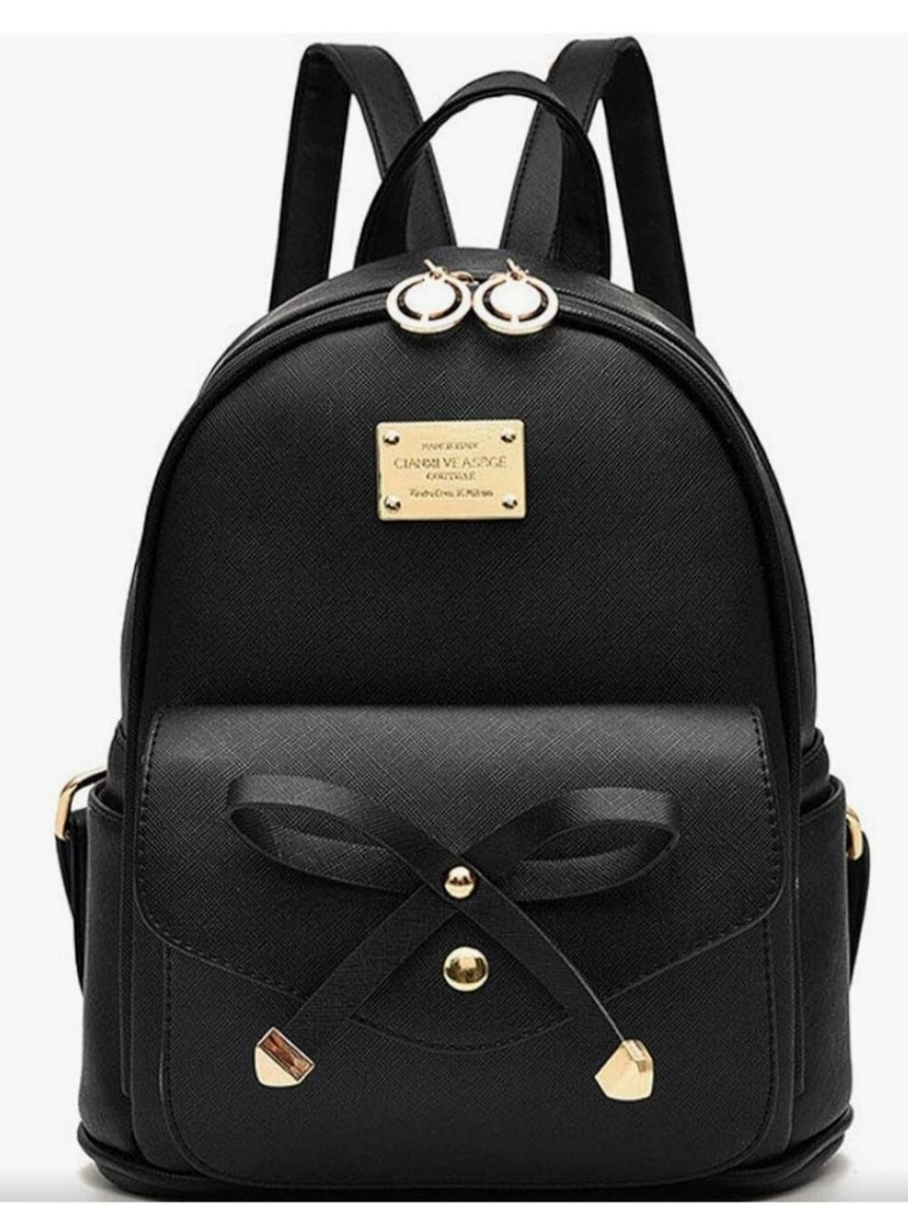 Ladies Black Mini Backpack with Bow Accent